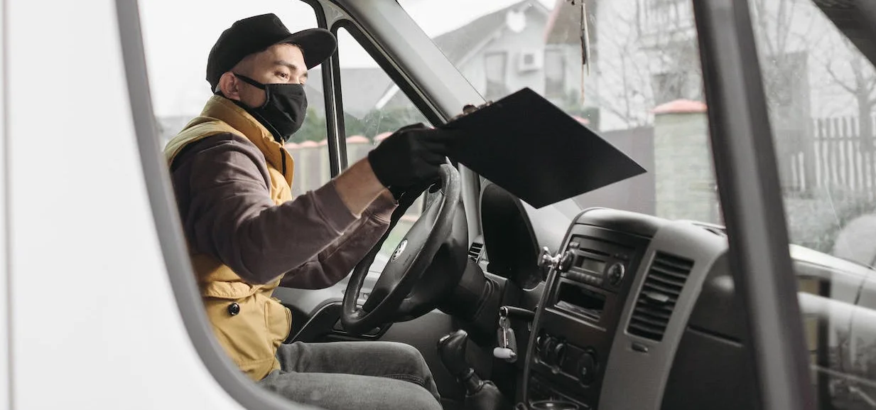 Man in delivery truck