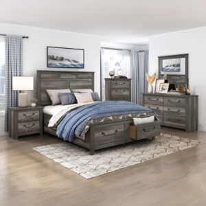 Lenior Queen Storage Bed, Dresser, Mirror and Nightstand